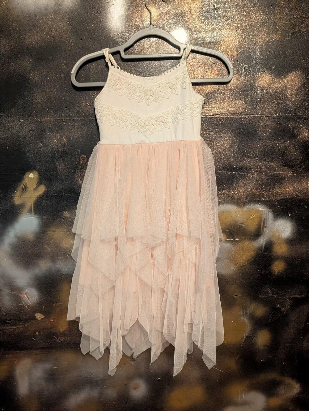 Z Loop Zenzi White Lace Bodice with Light Pink Tulle Skirt Girls Formal Dress